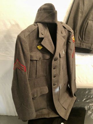 Named WWII USMC Uniform Jacket Fleet Marine Forces Pacific Corporal Patched 1943 3
