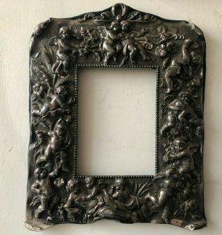 Cherubs Picture Frame Sterling Silver Rc925 Marked 11 By 9