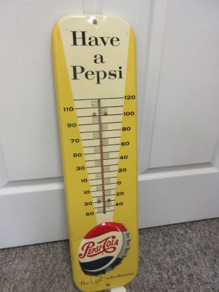 Vintage Advertising Pepsi Cola Soda 1957 Tin Thermometer Store Display A - 221