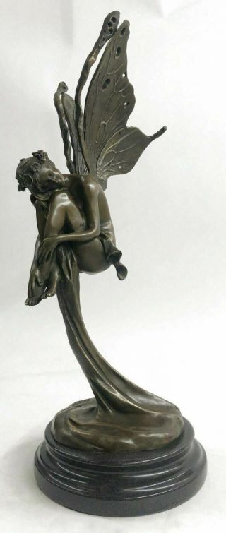 Figurine Bronze Sculpture Statue Signed Large Forest Fairy By Aldo Vitaleh Deco
