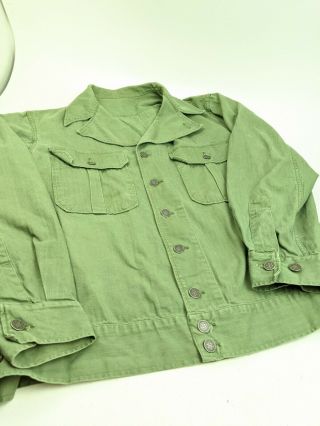 Vtg 1940s Ww2 Us Army Hbt Field Shirt Sz 40 Herringbone Twill Jacket Star Button