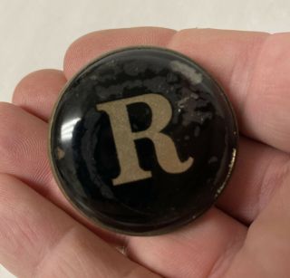 Vintage Rounded Initial R Bridle Rosette Horse Equestrian Glass Gold On Black