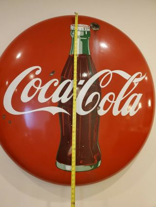 Vintage Coca Cola Porcelain 44 " Button Sign