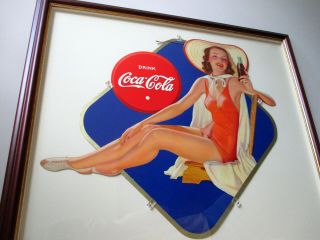 Nos 1940 Coca Cola Cardboard Lithograph Bathing Beauty Snyder & Black