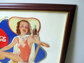 NOS 1940 Coca Cola Cardboard Lithograph Bathing Beauty Snyder & Black 3