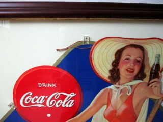 NOS 1940 Coca Cola Cardboard Lithograph Bathing Beauty Snyder & Black 4