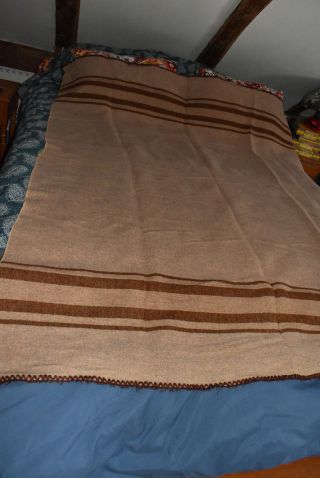 Vintage 1940s Or Earlier Esmond 74x57 Twin Size Wool Blanket,  Dry Cleaned,  Brown