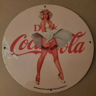 Vintage Porcelain Drink Coca - Cola Soda Pop Marilyn Monroe Man Cave Garage Sign