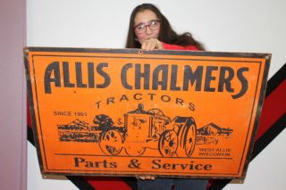 Large Allis Chalmers Farm Tractors Parts & Service Gas Oil 36 " Metal Sign