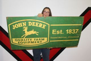 Large John Deere Quality Farm Equipment Tractor Gas Oil 48 " Metal Sign