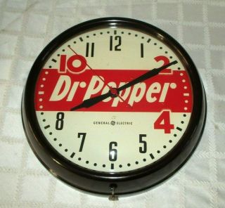 Vintage - Dr Pepper Soda 10 - 2 - 4 General Electric Sign Clock - 14 " - Org - Model 1801