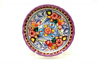 Talavera Pottery Plate - Hand Made In Puebla Mexico 10 " Traditional Colorful.  15