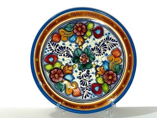 Talavera Pottery Plate - Hand Made In Puebla Mexico - 10 " Traditional Colorful 9