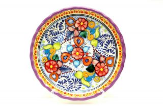 Talavera Pottery Plate - Hand Made In Puebla Mexico 10 " Traditional Colorful.  13