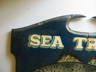 SEA TROUT - THE ANGLERS FAVORITE,  VTG WOODEN RESTURANT MARKET PRICE FLORIDA SIGN 2