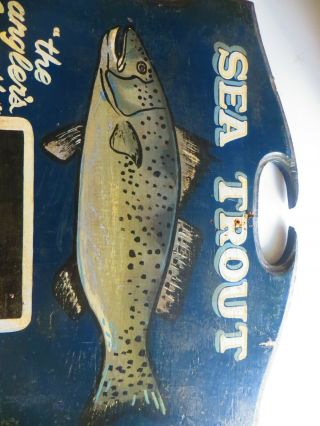 SEA TROUT - THE ANGLERS FAVORITE,  VTG WOODEN RESTURANT MARKET PRICE FLORIDA SIGN 4