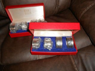 Vintage Bonwit Teller Box Of 4 Pewter Napkin Ring Holders 2 Boxes 8