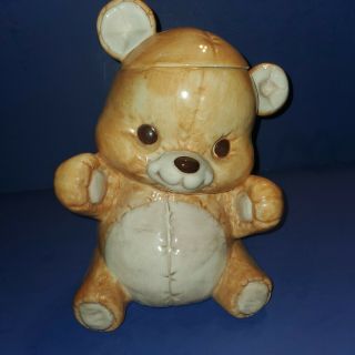 Cute Vintage 1980’s Treasure Craft Teddy Bear Cookie Jar 10 " Tall