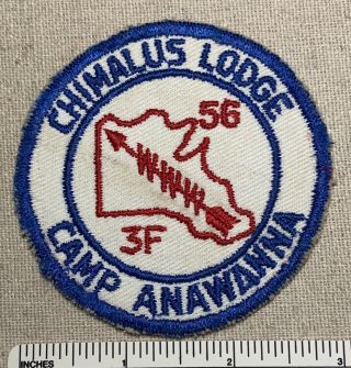 Vintage 1956 Chimalus Lodge 242 Order Of The Arrow Area 3f Patch Camp Anawanna