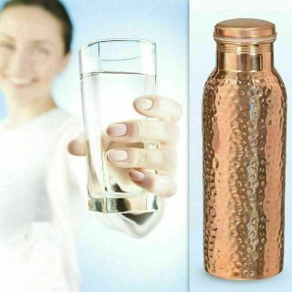 Hammered 900 Ml Copper Water Bottle Ayurveda Health Benefits Leak Proof Usa