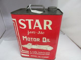 Vintage Advertising Star Motor Oil Two 2 Gallon Can Tin A - 294