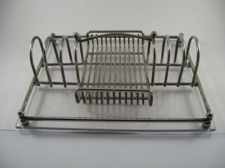 Vintage Silver Plate Toast Rack With Ball Feet Clear Bottom