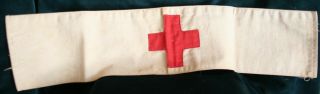 Vintage Wwii Us Army Medic Red Cross Arm Band With Reg Numbers & Stamp