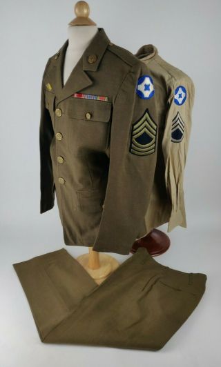 Wwii Ww2 Us Army 4th Service Command Named Mstr Sgt Tunic Shirt Pants 1940