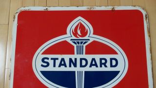 Vintage Standard Oil Credit Cards Honored 2 Sided Porcelain Sign - Good 2