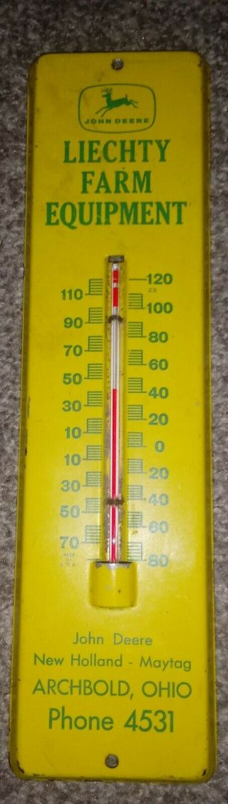 Vintage 4 Legged John Deere Advertising Thermometer Ohio