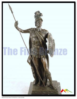 Signed: E.  Drouot Bronze Statue,  Greek Warrior Of Coliseum Bronze Sculpture