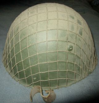 Wwii Italian Army M33 Helmet With Liner And Leather Chinstrap