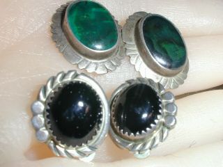 2 Pairs Of Vintage Old Pawn Earrings - One Signed Nakai
