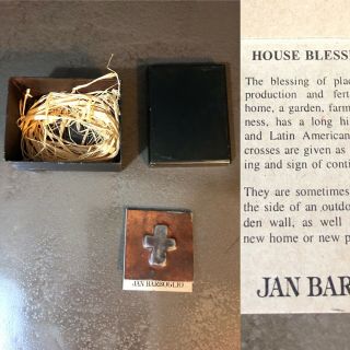Jan Barboglio Cast Forged Iron Handmade Box W House Blessing Iron Cross Card