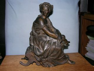 Duchoiselle Large 19th Century French Bronze Figure Of A Seated Woman