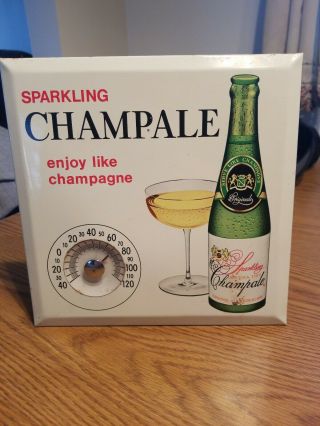 (vtg) Sparkling Champale Advertising Thermometer Toc Tin Bar Sign