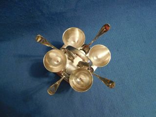 Vintage Set of 4 Egg Cups and Spoons on Stand Silverplate Silver Plate England 2