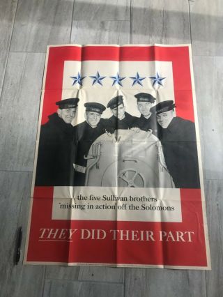 Wwii 1943 Owi Poster 42 The Sullivan Brothers " They Did Their Part "
