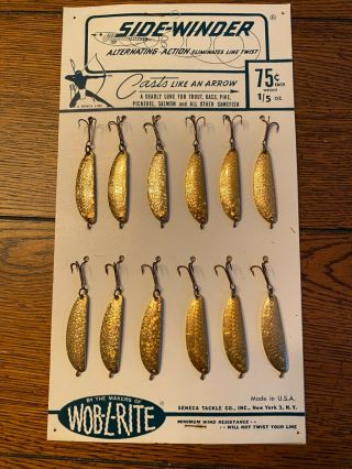 Vintage Fishing Lure Display - Wob - L - Rite Sidewinders Gold