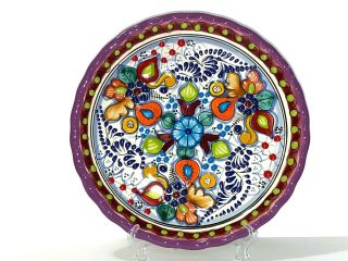 Talavera Pottery Plate - Hand Made In Puebla Mexico - 10 " Traditional Colorful 5