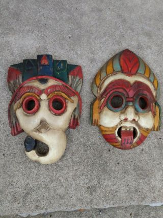 Hand Painted Hand Carved Wood Masks Wall Hanger S African Voodoo Medicine Man
