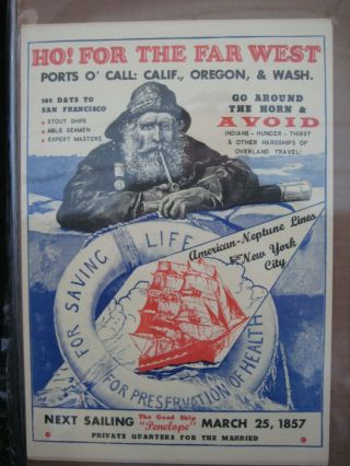 American Neptune Lines Sailing Ship Promo Vintage Mini Poster 1970 