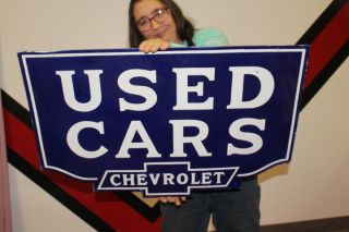 Large Chevrolet Cars Dealership Gas Oil 2 Sided 30 " Porcelain Metal Sign