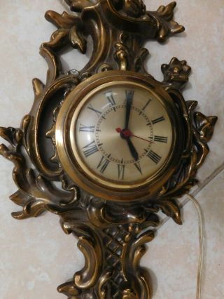 Vintage Sessions Electric Clock Cast Iron Brass Color Baroque Wall Model 5w