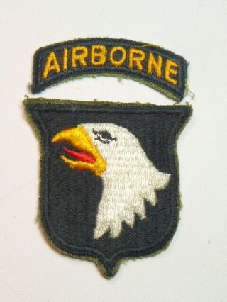 A 2 Piece Ww 2 U S Army 101st Airborne Division O D B Cut Edge Snow Back Patch