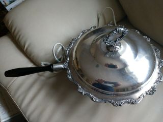 Webster Wilcox International Silver Electric Ornate Chafing Dish Warmer Pyrex