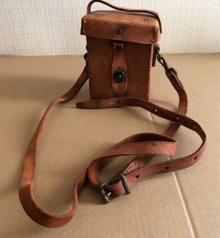 Vintage Wwii M14 60mm Mortar Brown Leather Ammo Carrying Case D29377 Us Military
