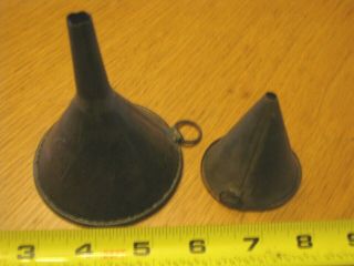 2 Vintage Tin Funnels Wow Both Have Writing On Them L@@k