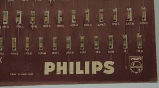 VINTAGE 1970s? Philips Service Resistor Sheet Salesman Sample? 100:902/KK B 3