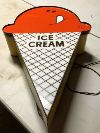 Vintage Lighted Ice Cream Cone Sign Soda Fountain Dairy Wall Decor Old